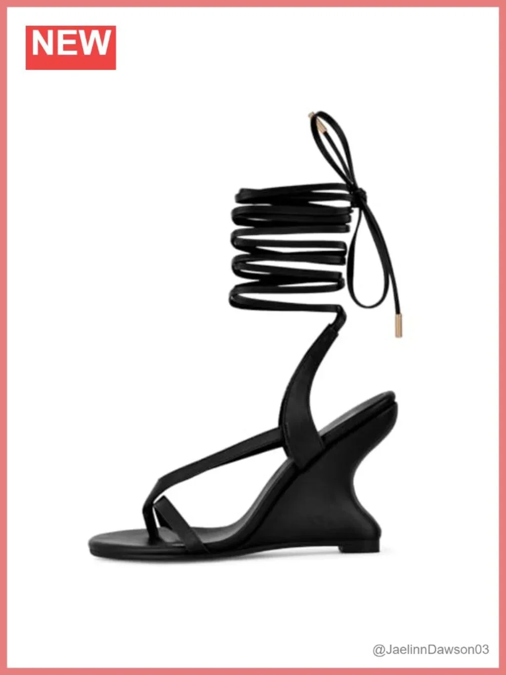 Women's Lace-Up Wedge Sandals Sculptural Heel Faux Leather Wrap Straps High